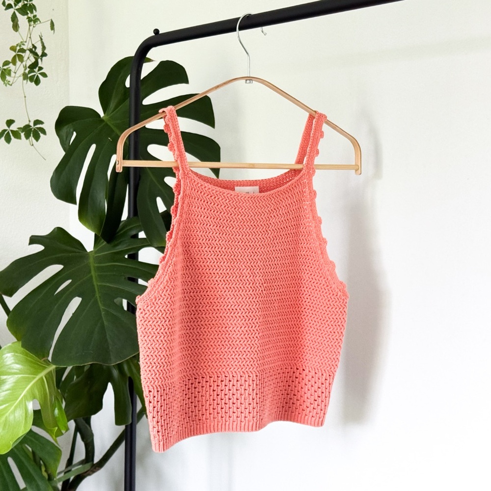 Aritzia Wilfred Sunset Crochet Top Sunfaded Coral - Size Small